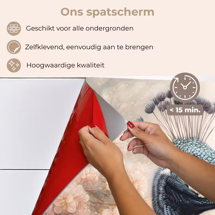 Pauw - Vogels - Bloemen - Boom - Botanisch keuken achterwand spatscherm klein -spatscherm_NL