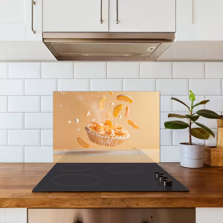 Peach - Eten - Taart - Oranje keuken achterwand spatscherm klein -sfeer2