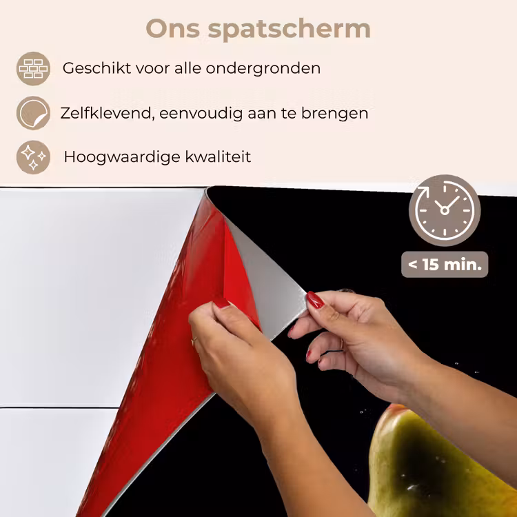 Peer - Fruit - Water - Zwart keuken achterwand spatscherm klein -spatscherm_NL