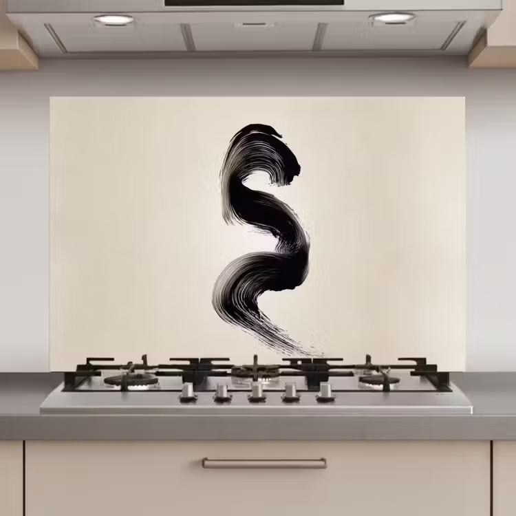 Penseelstreek - Zwart - Minimalistisch keuken achterwand spatscherm klein -3d_website