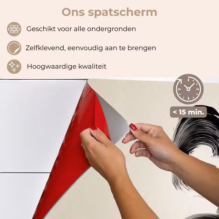 Penseelstreek - Zwart - Minimalistisch keuken achterwand spatscherm klein -spatscherm_NL