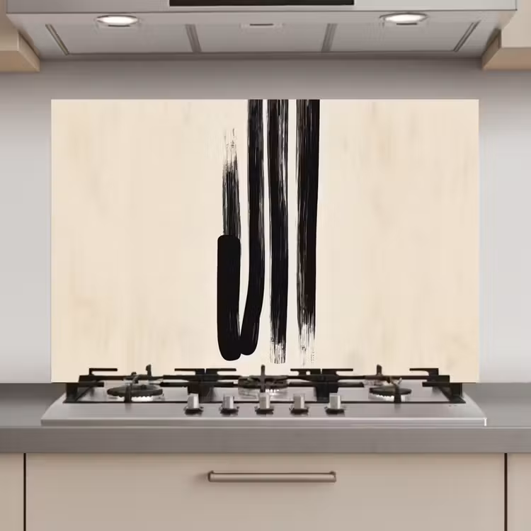 Penseelstreken - Verticaal - Zwart keuken achterwand spatscherm klein -3d_website
