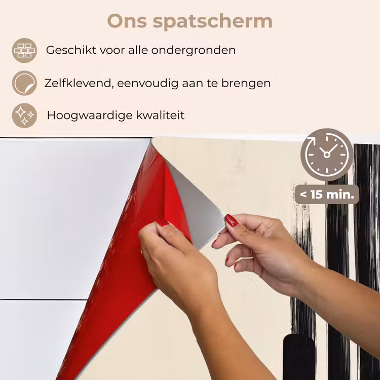 Penseelstreken - Verticaal - Zwart keuken achterwand spatscherm klein -spatscherm_NL