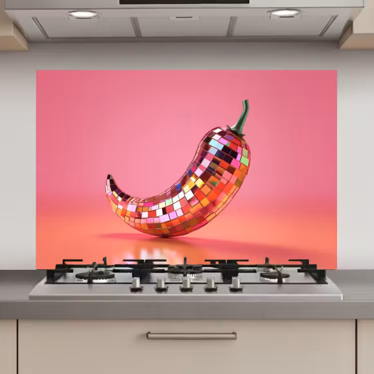 Peper - Disco - Rood - Glitter keuken achterwand spatscherm klein -3d_website