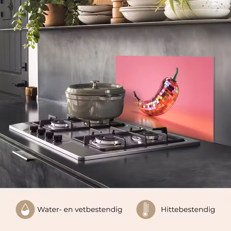 Peper - Disco - Rood - Glitter keuken achterwand spatscherm klein -usp_NL