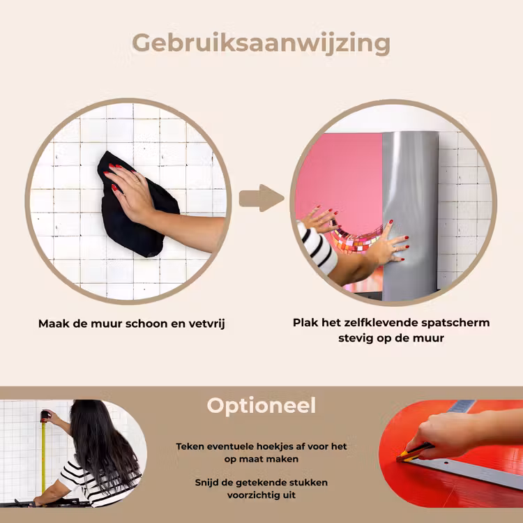 Peper - Disco - Rood - Glitter keuken achterwand spatscherm klein -gebruiksaanwijzing_NL