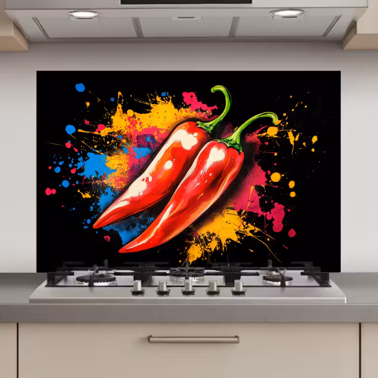 Peper - Graffiti - Verf - Abstract - Modern - Kleurrijk keuken achterwand spatscherm klein -3d_website