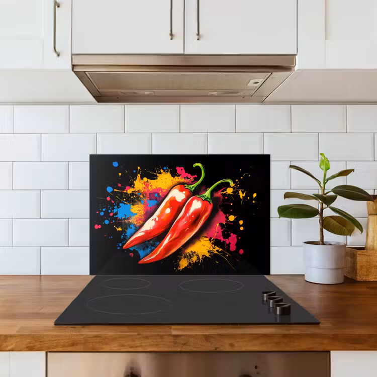 Peper - Graffiti - Verf - Abstract - Modern - Kleurrijk keuken achterwand spatscherm klein -sfeer2