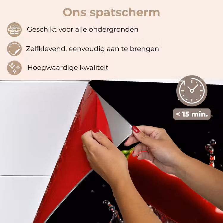 Peper - Rood - Zwart - Water - Groente keuken achterwand spatscherm klein -spatscherm_NL