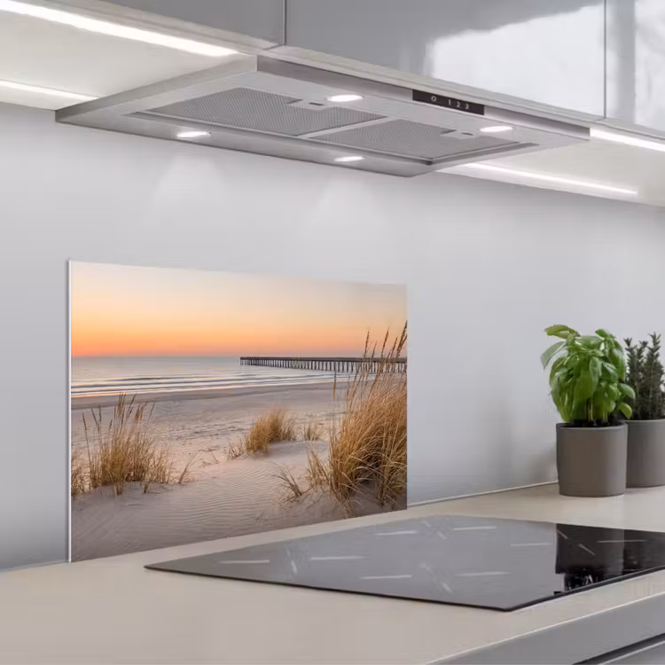 Pier - Zonsondergang - Strand keuken achterwand spatscherm klein -3d_schuin