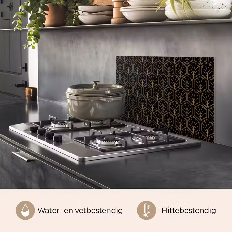 Pijlvorm - Waaier - Goud keuken achterwand spatscherm klein 900 -usp_NL