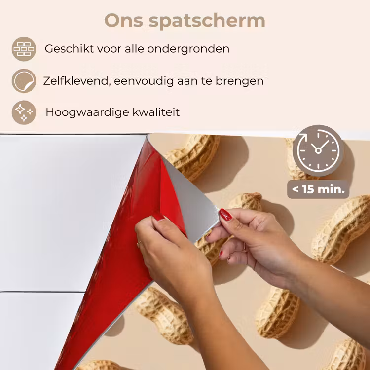 Pinda's - Patroon - Beige keuken achterwand spatscherm klein -spatscherm_NL