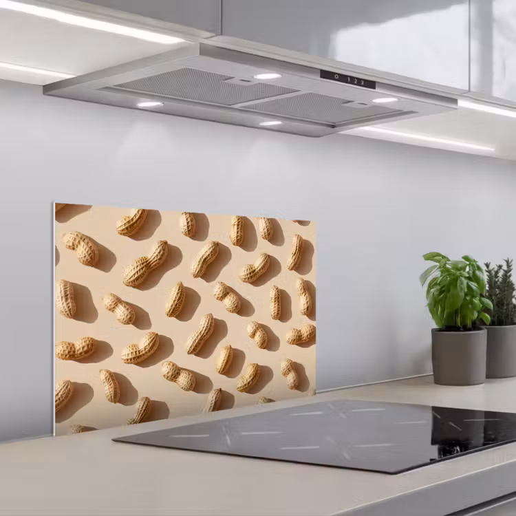 Pinda's - Patroon - Beige keuken achterwand spatscherm klein -3d_schuin