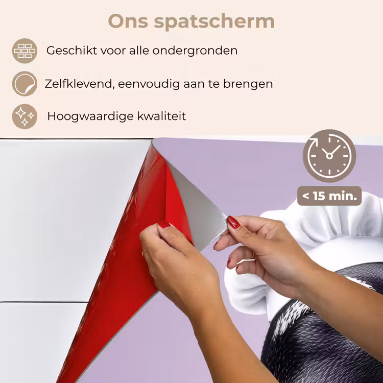 Pinguïn - Koksmuts - Lief - Paars keuken achterwand spatscherm klein -spatscherm_NL