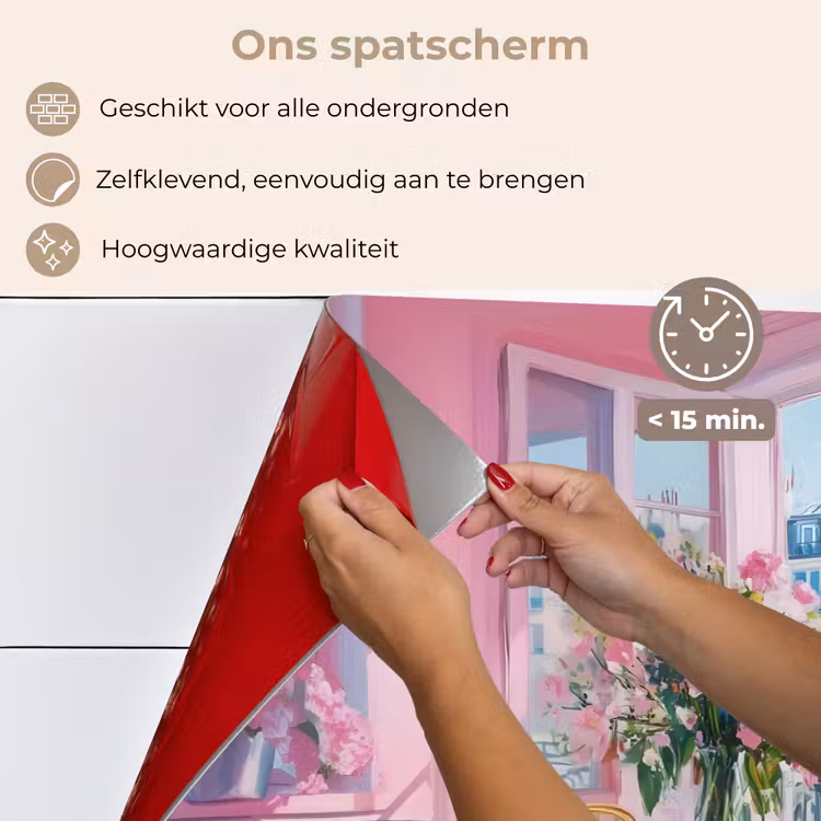 Pink - City - Bloemen keuken achterwand spatscherm klein -spatscherm_NL