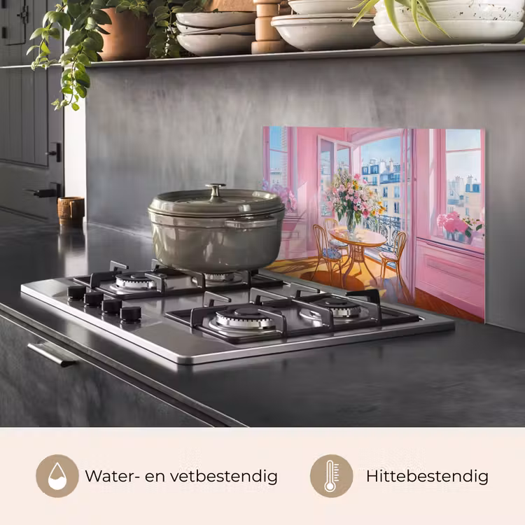 Pink - City - Bloemen keuken achterwand spatscherm klein -usp_NL