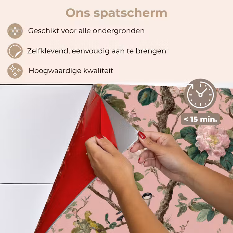 Pioenrozen - Botanisch - Vogel keuken achterwand spatscherm klein 900 -spatscherm_NL