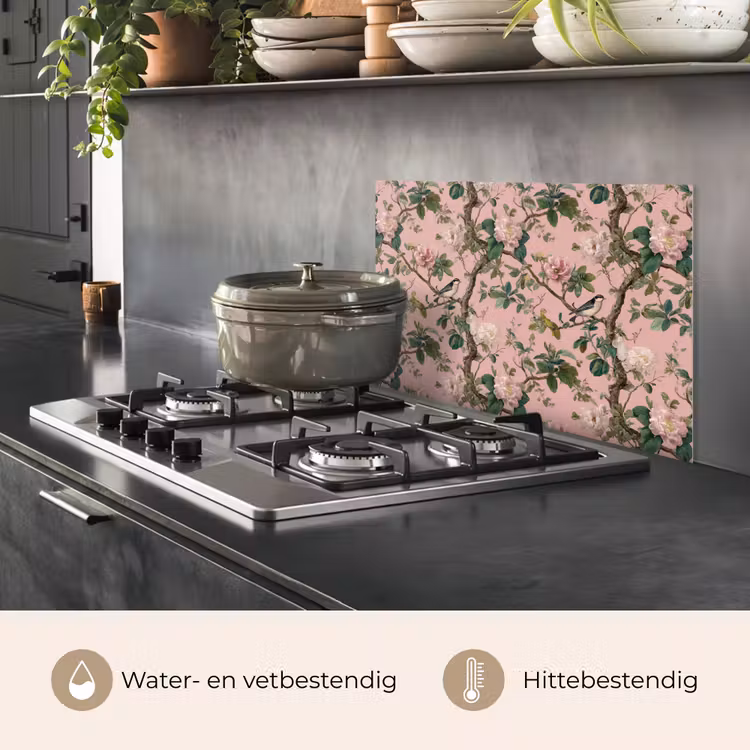 Pioenrozen - Botanisch - Vogel keuken achterwand spatscherm klein 900 -usp_NL