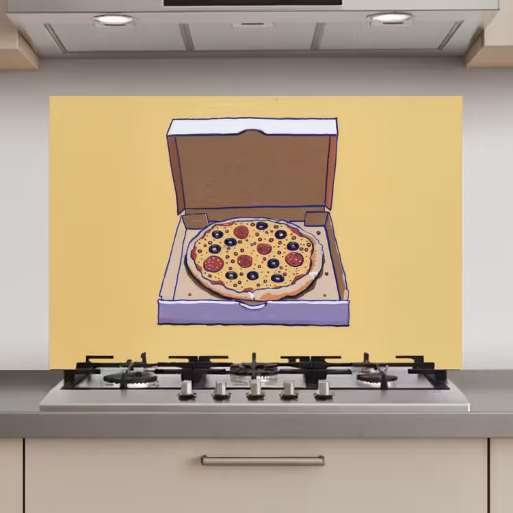 Pizza - Doos - Salami - Illustratie keuken achterwand spatscherm klein -3d_website