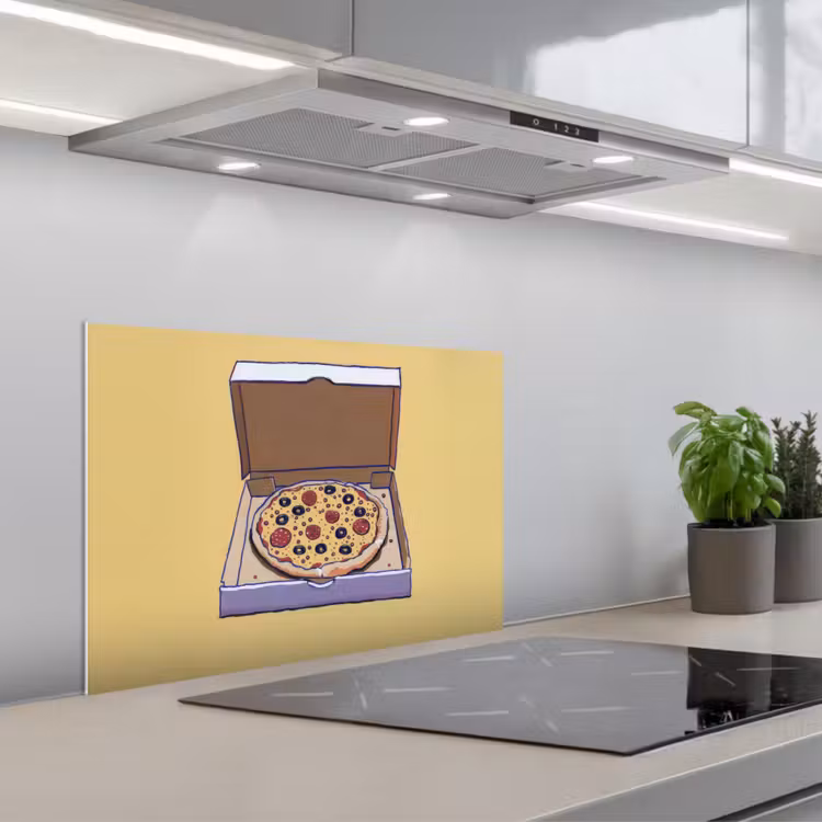 Pizza - Doos - Salami - Illustratie keuken achterwand spatscherm klein -3d_schuin