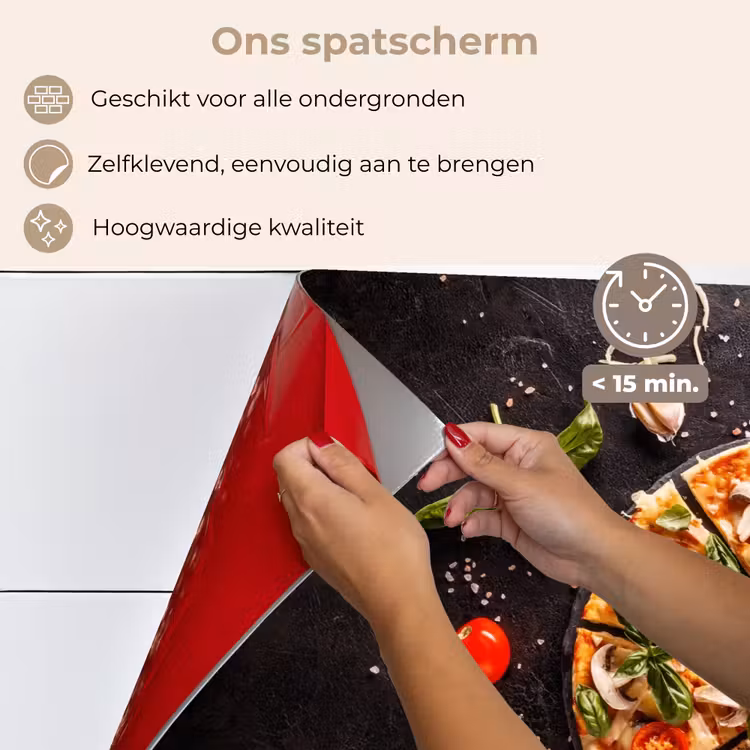 Pizza - Groente - Kruiden - Keuken - Industrieel keuken achterwand spatscherm klein -spatscherm_NL