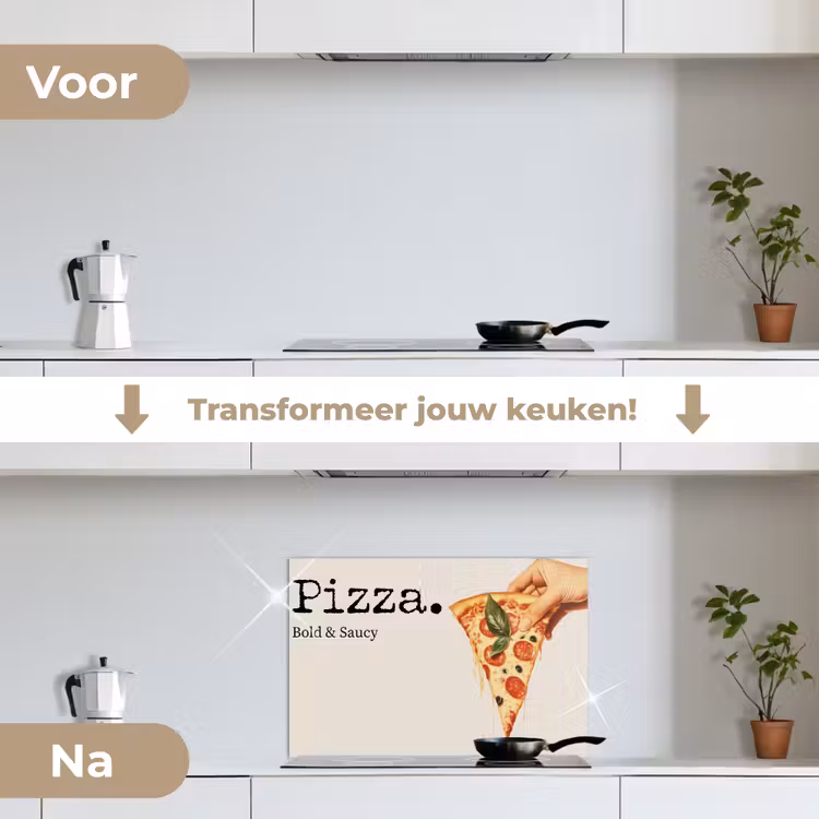 Pizza - Kaas - Pepperoni keuken achterwand spatscherm klein -voor_na_NL