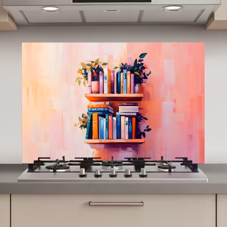Planken - Boeken - Bladeren keuken achterwand spatscherm klein -3d_website
