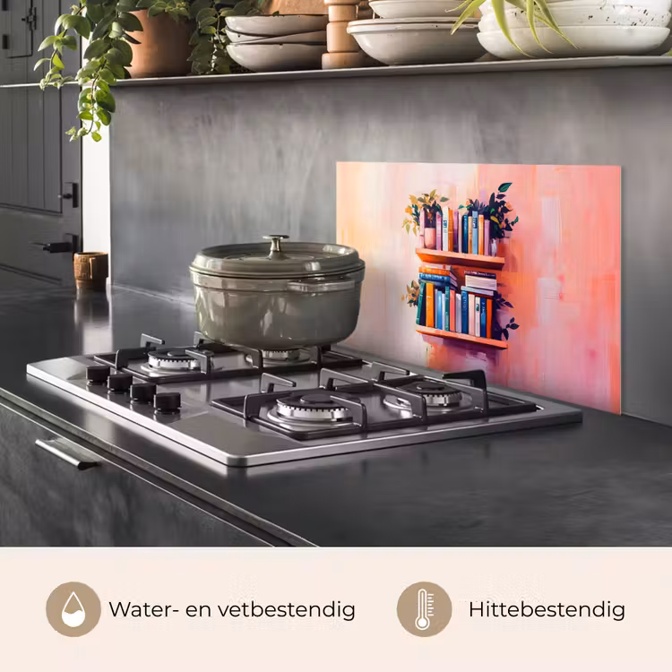 Planken - Boeken - Bladeren keuken achterwand spatscherm klein -usp_NL