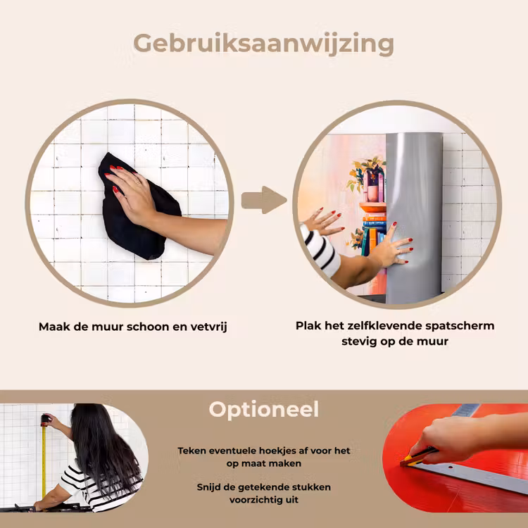 Planken - Boeken - Bladeren keuken achterwand spatscherm klein -gebruiksaanwijzing_NL