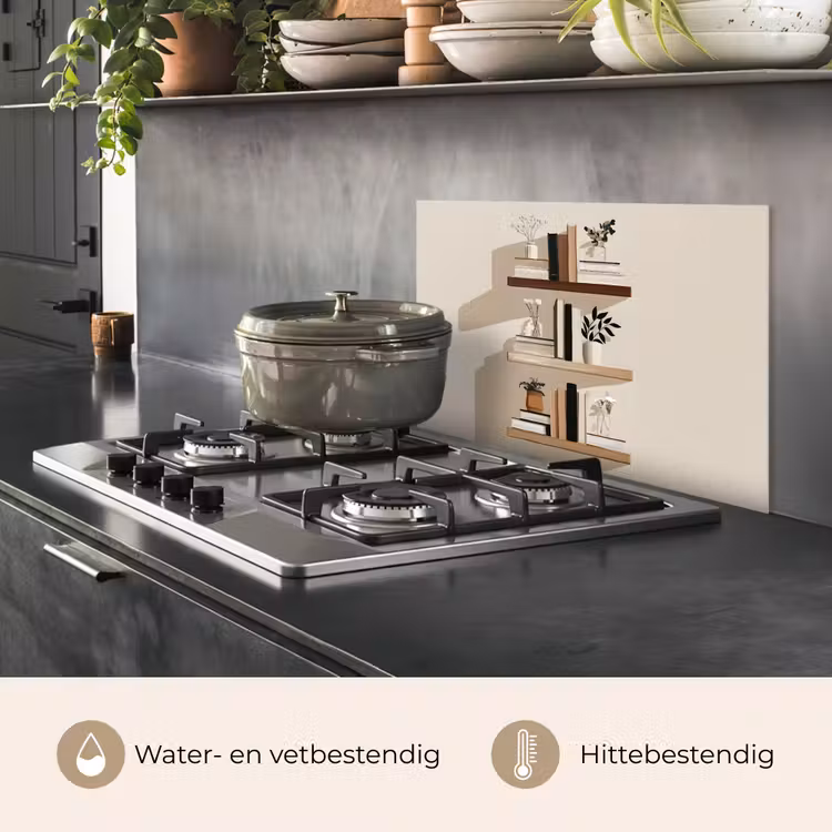 Plankjes - Boeken - Vaasjes - Planten keuken achterwand spatscherm klein -usp_NL