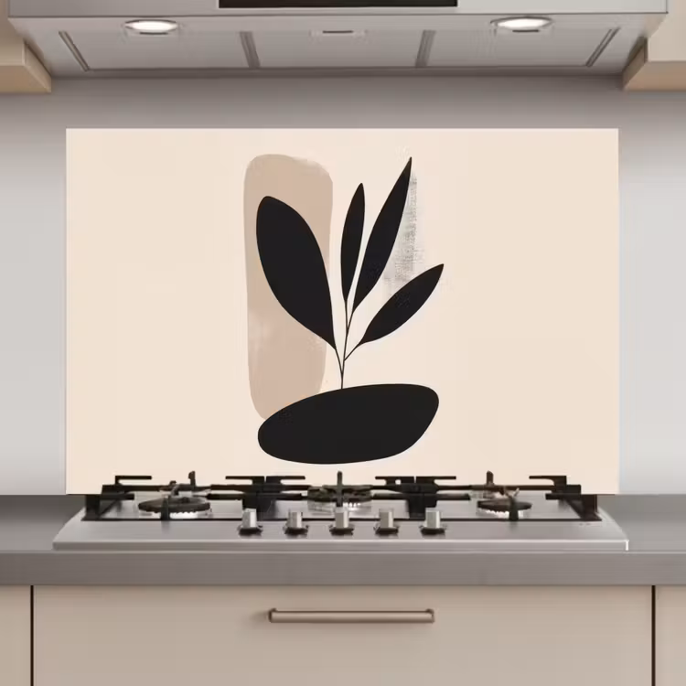 Plant - Beige - Japandi keuken achterwand spatscherm klein -3d_website