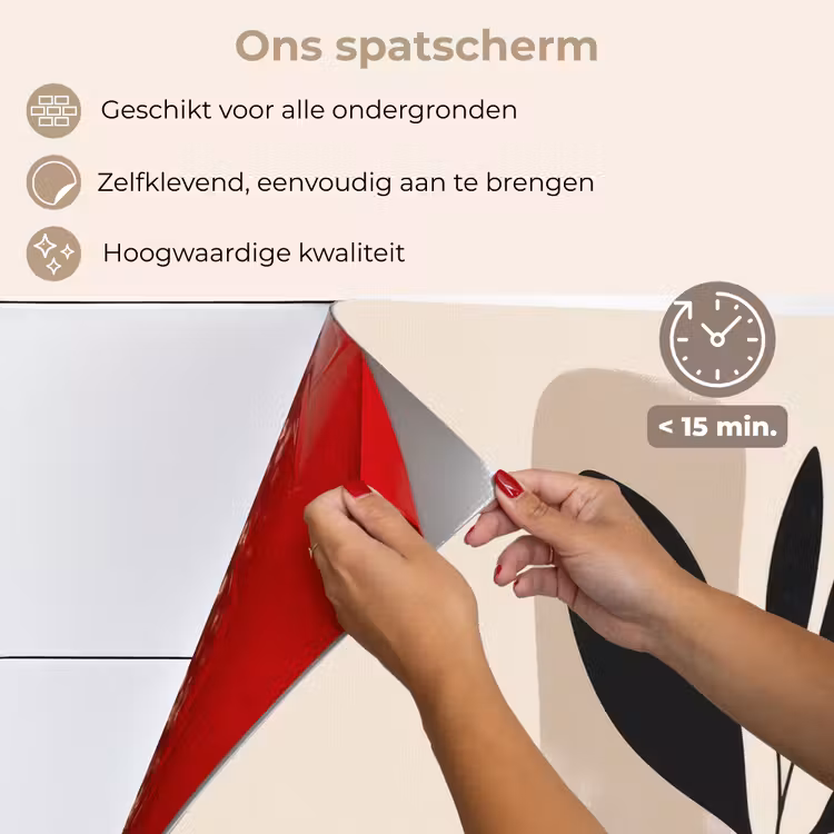 Plant - Beige - Japandi keuken achterwand spatscherm klein -spatscherm_NL