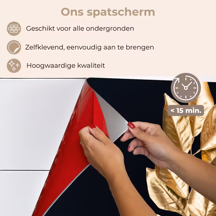 Plant - Bladeren - Goud - Zwart - Luxe keuken achterwand spatscherm klein -spatscherm_NL