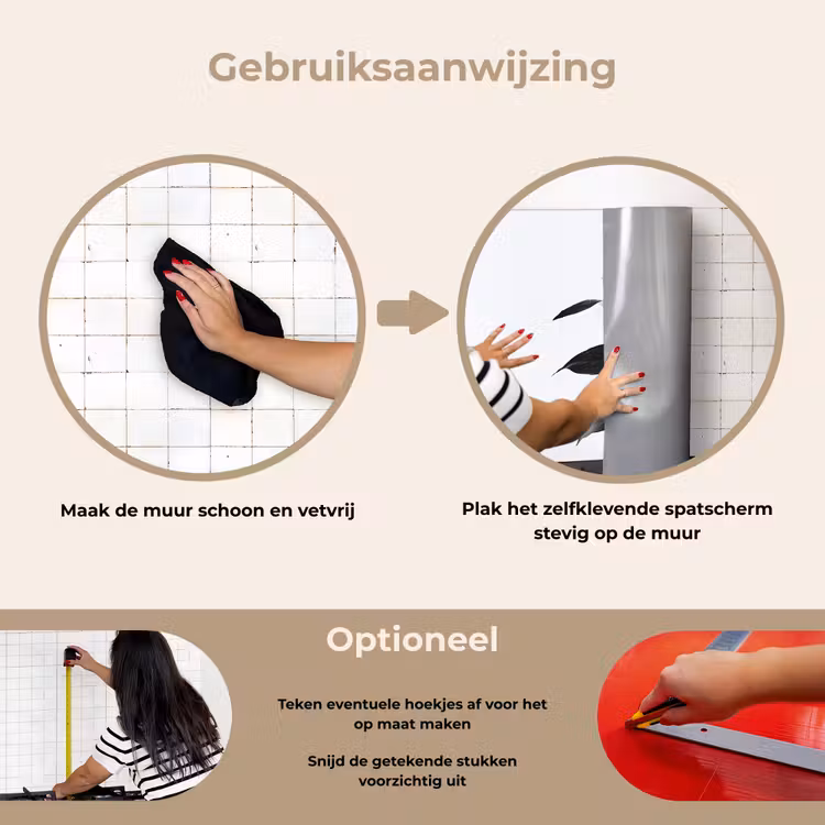 Plant - Bladeren - Minimalistisch - Zwart keuken achterwand spatscherm klein -gebruiksaanwijzing_NL