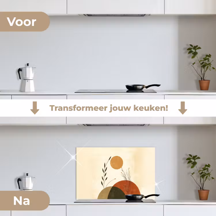 Planten - Abstract - Vormen keuken achterwand spatscherm klein -voor_na_NL