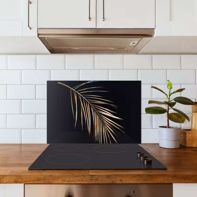 Planten - Goud - Zwart - Bladeren - Luxe keuken achterwand spatscherm klein -sfeer2