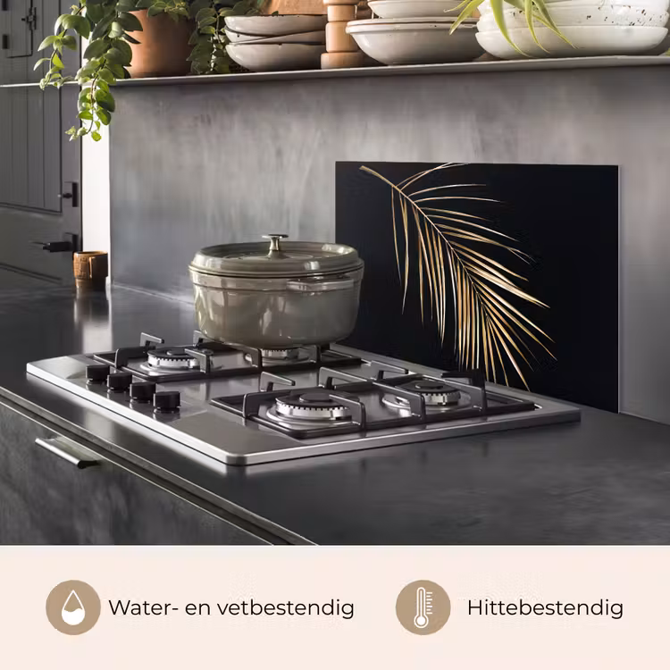 Planten - Goud - Zwart - Bladeren - Luxe keuken achterwand spatscherm klein -usp_NL