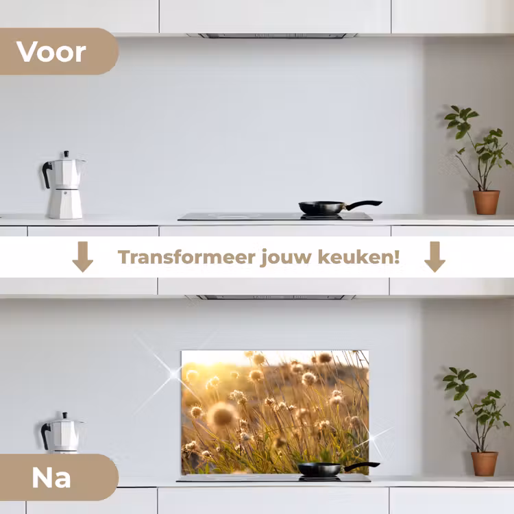 Planten - Natuur - Bloemen - Zon - Horizon keuken achterwand spatscherm klein -voor_na_NL