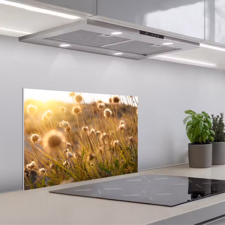 Planten - Natuur - Bloemen - Zon - Horizon keuken achterwand spatscherm klein -3d_schuin