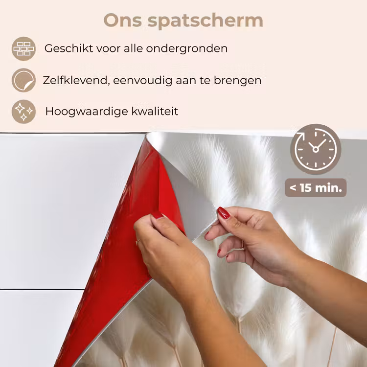 Pluimen - Beige - Minimalistisch keuken achterwand spatscherm klein -spatscherm_NL