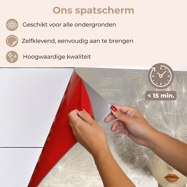 Pluis - Vrouw - Beige keuken achterwand spatscherm klein -spatscherm_NL