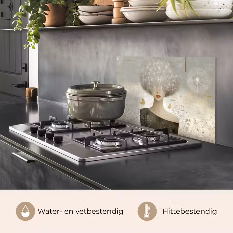 Pluis - Vrouw - Beige keuken achterwand spatscherm klein -usp_NL