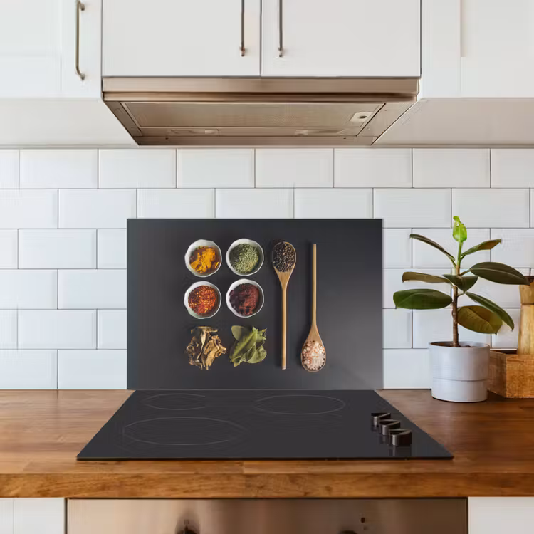 Pollepel - Specerijen - Kruiden - Groen - Bruin - Rustiek keuken achterwand spatscherm klein -sfeer2