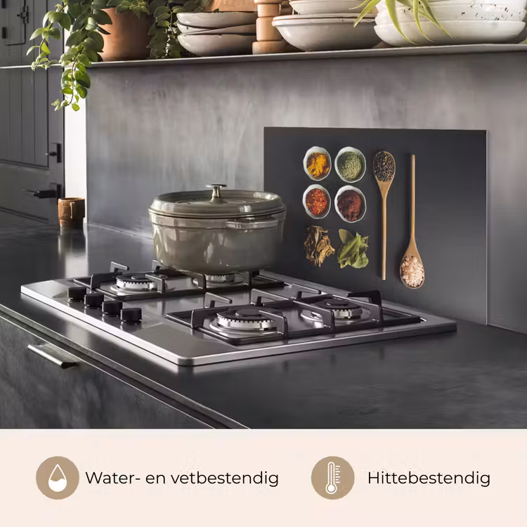 Pollepel - Specerijen - Kruiden - Groen - Bruin - Rustiek keuken achterwand spatscherm klein -usp_NL