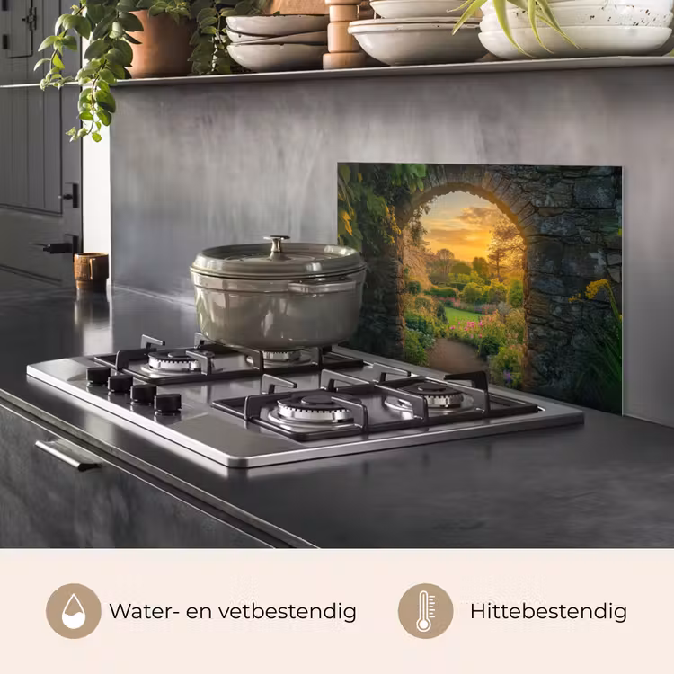 Poort - Planten - Zonsondergang keuken achterwand spatscherm klein -usp_NL