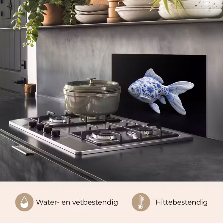 Porselein - Goudvis - Delfts - Blauw keuken achterwand spatscherm klein -usp_NL