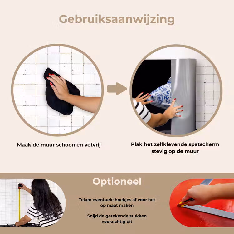 Porselein - Goudvis - Delfts - Blauw keuken achterwand spatscherm klein -gebruiksaanwijzing_NL