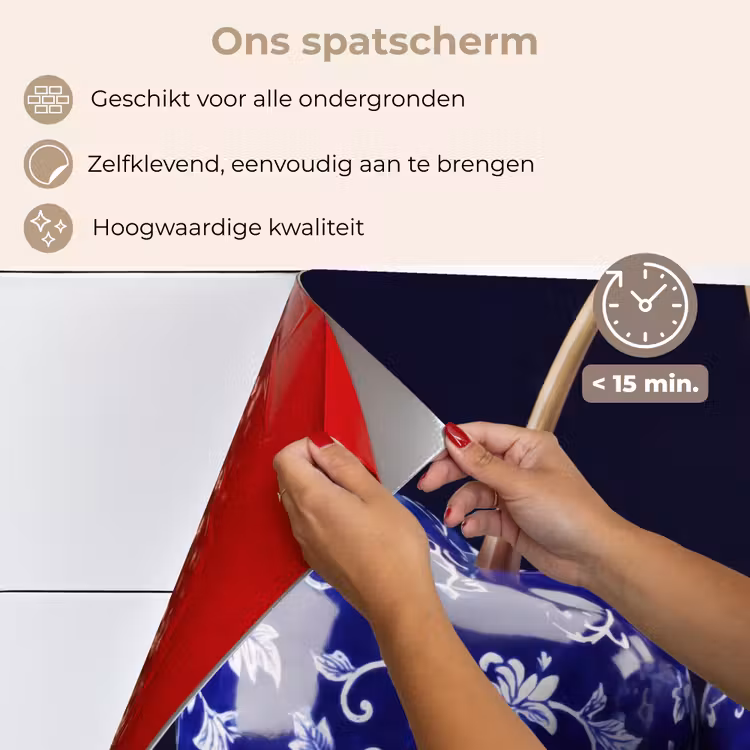 Porselein- Kersen - Delfts - Blauw keuken achterwand spatscherm klein -spatscherm_NL