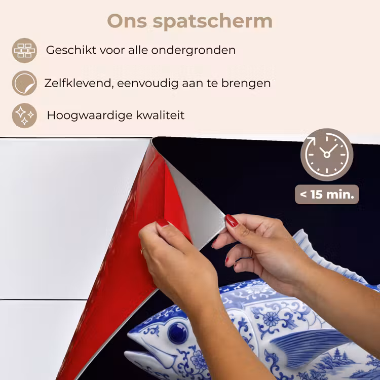 Porselein - Tonijn - Delfts - Blauw keuken achterwand spatscherm klein -spatscherm_NL