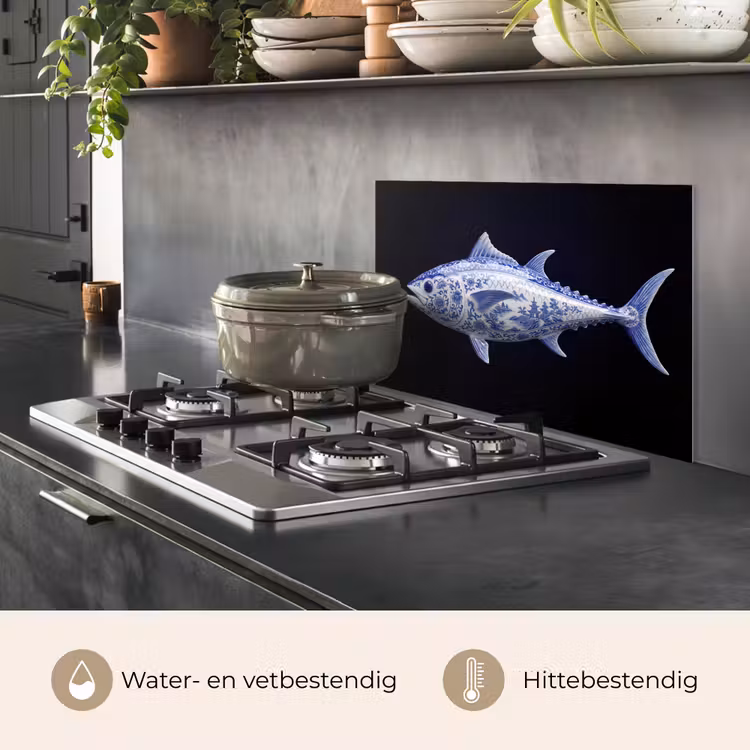 Porselein - Tonijn - Delfts - Blauw keuken achterwand spatscherm klein -usp_NL
